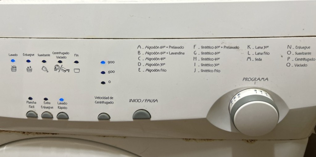 Panel del lavarropas Aurora 6209